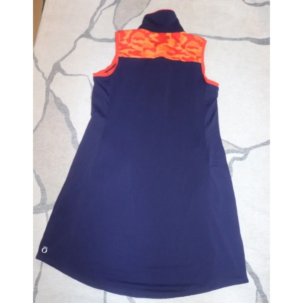 KINONA Sleeveless Golf Dress in Navy Blue with Orange XS - Picture 4 of 4